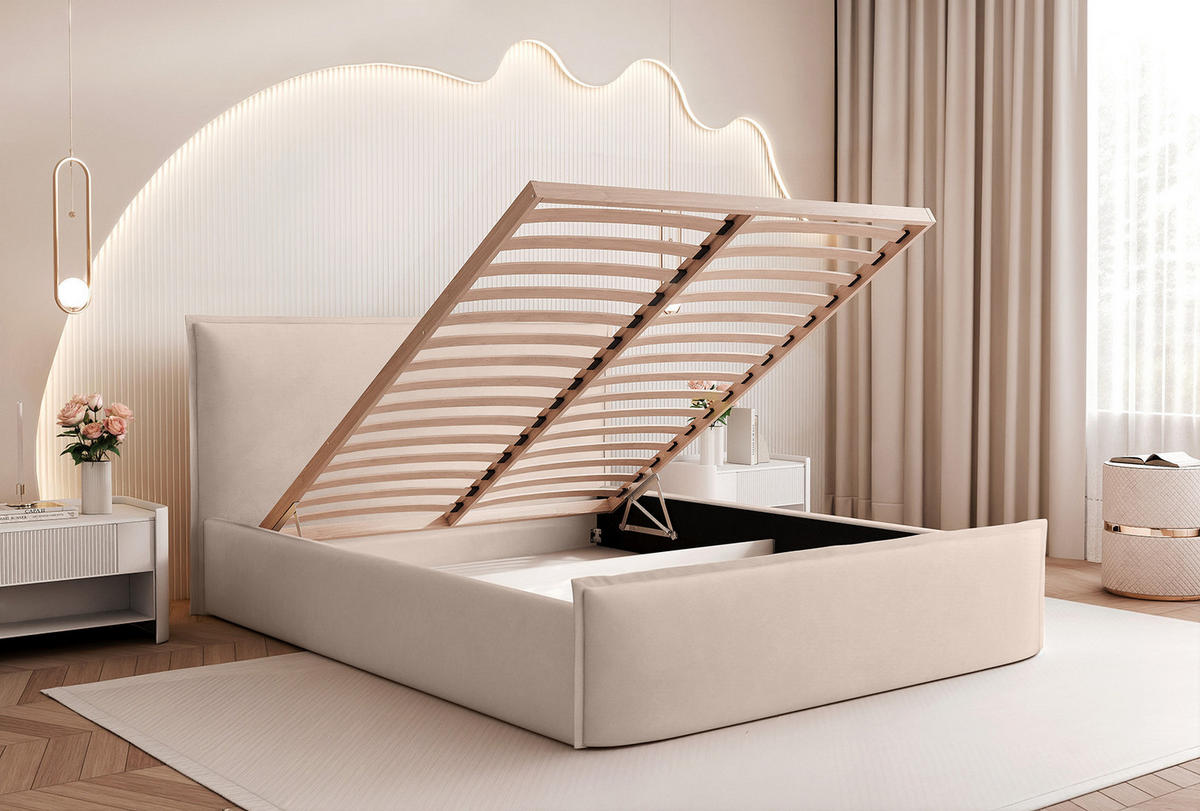 POLSTERBETT ALLBION 160x200 cm, Beige - Beige, Textil (200/160cm) - Fedve