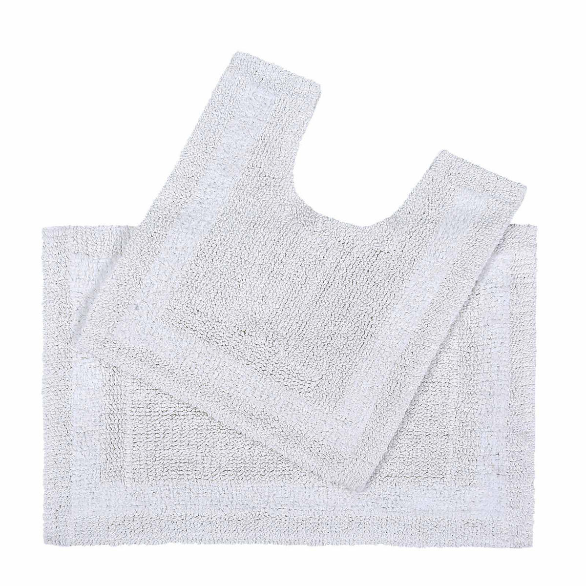 BADGARNITUR 2-tlg. Badematte & WC-Vorleger, 100% Baumwolle - Weiß, Textil (80/50cm) - Homescapes