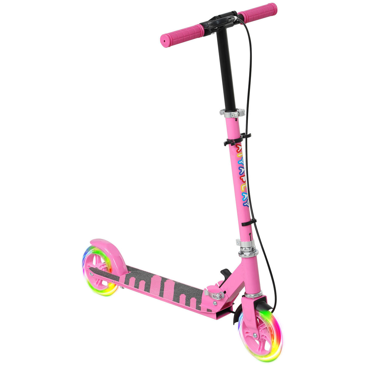 ROLLER Kinder Klappbar mit Verstellbarer Lenkerhöhe, 2 Leuchtenden Räder Rosa - Rosa, Kunststoff/Metall (73/36/89cm) - AIYAPLAY