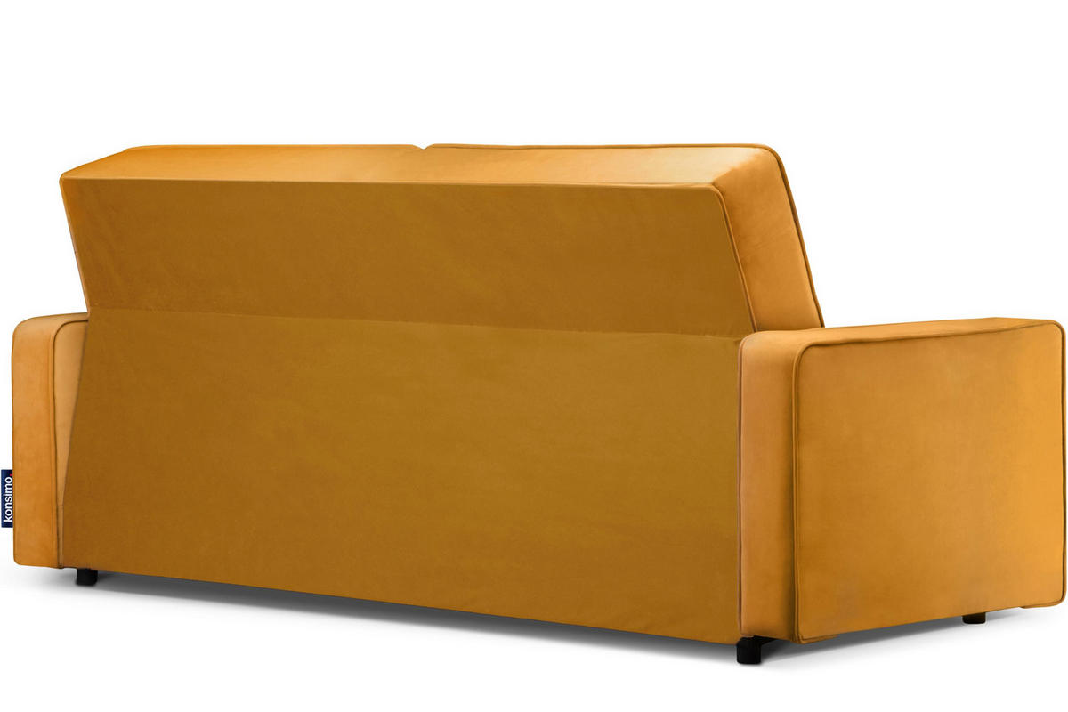 SCHLAFSOFA ORIO 3 Personen, Velours-Stoff, Gelb - Gelb, Textil (219/90/90cm) - KONSIMO®