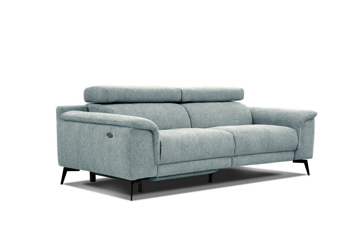 RELAXSOFA FIERO 3-Sitzer mit 1 Relaxfunktion, mintgrün - Schwarz/Mintgrün, Holzwerkstoff/Textil (212/82/103cm) - Courtois Laville