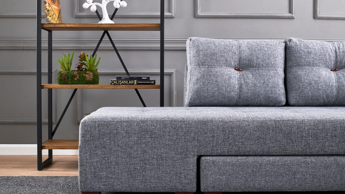 ECKSOFA mit rollbarer Schlaffunktion - Walnussfarben/Grau, Holzwerkstoff/Kunststoff (206/280cm) - myHomelando