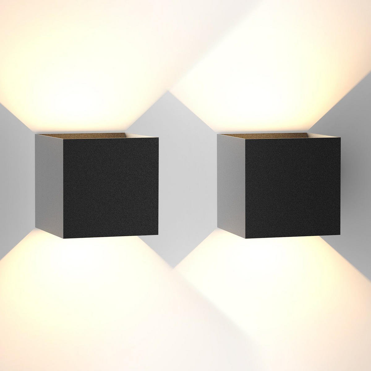 LED WANDLEUCHTE Herz 2er-Set - Schwarz, Metall (10/10/10cm) - Nettlife