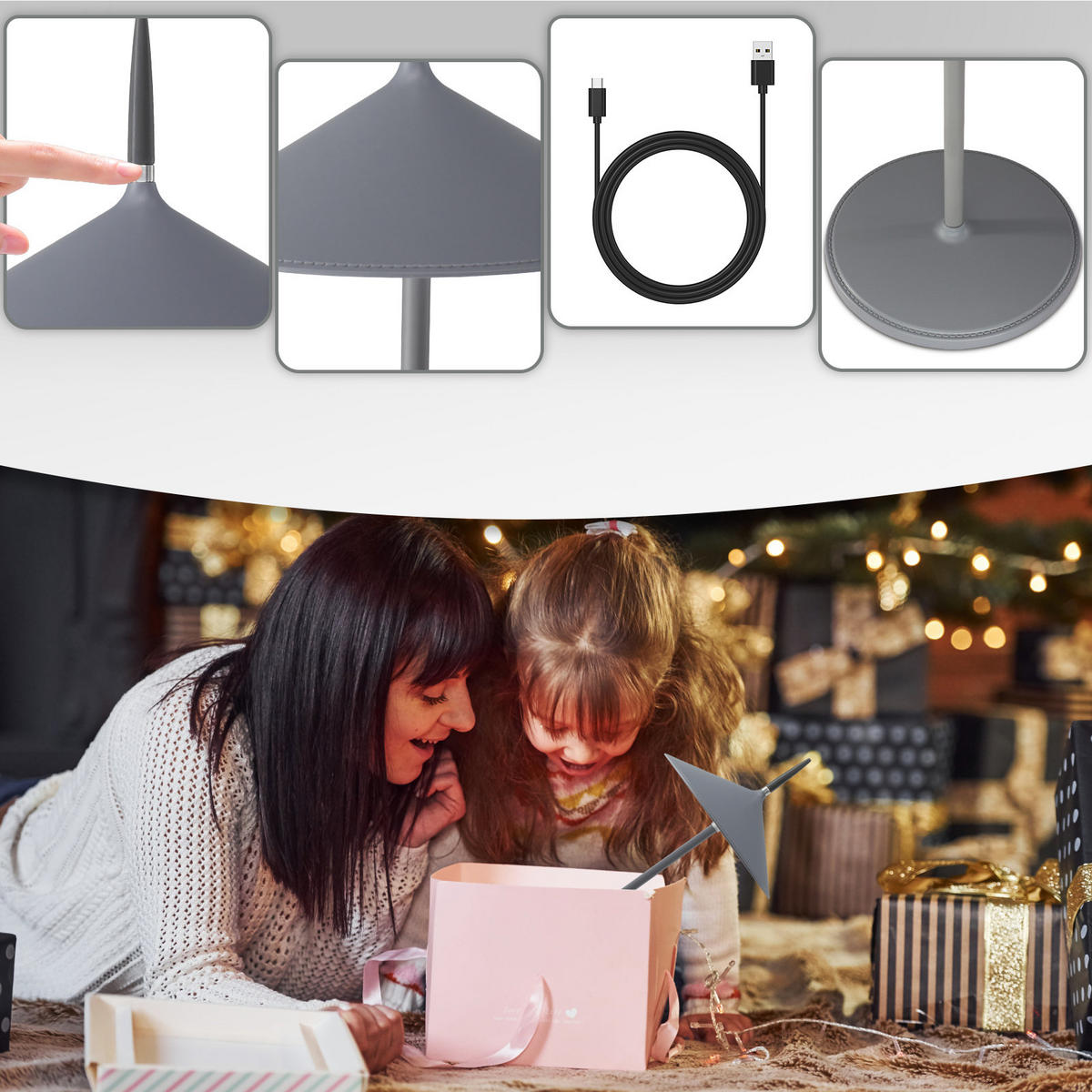 TISCHLEUCHTE Funkelmann 15.4/37.6/15.4 cm - Dunkelgrau, Metall (15.4/15.4/37.6cm) - ZMH