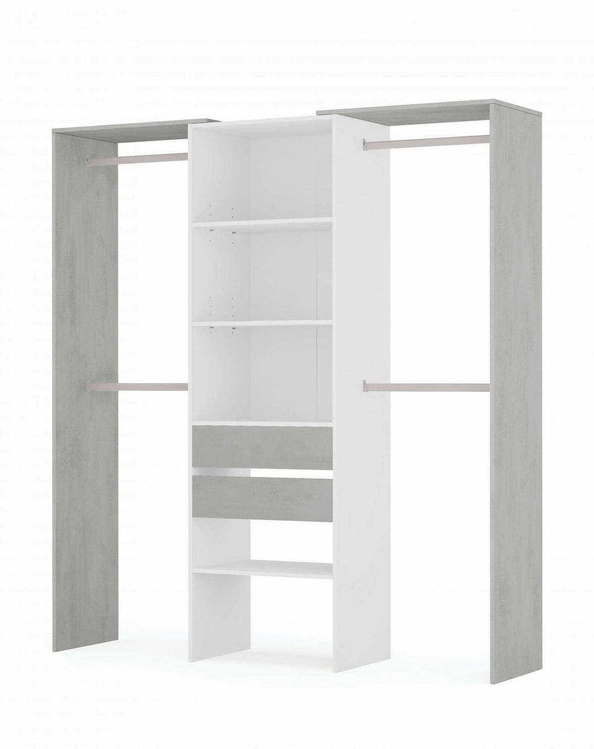 OFFENER KLEIDERSCHRANK Holz-Effekt Weiß, Zement 50x179h202 - Weiß, Holzwerkstoff (179/202/50cm) - DMORA