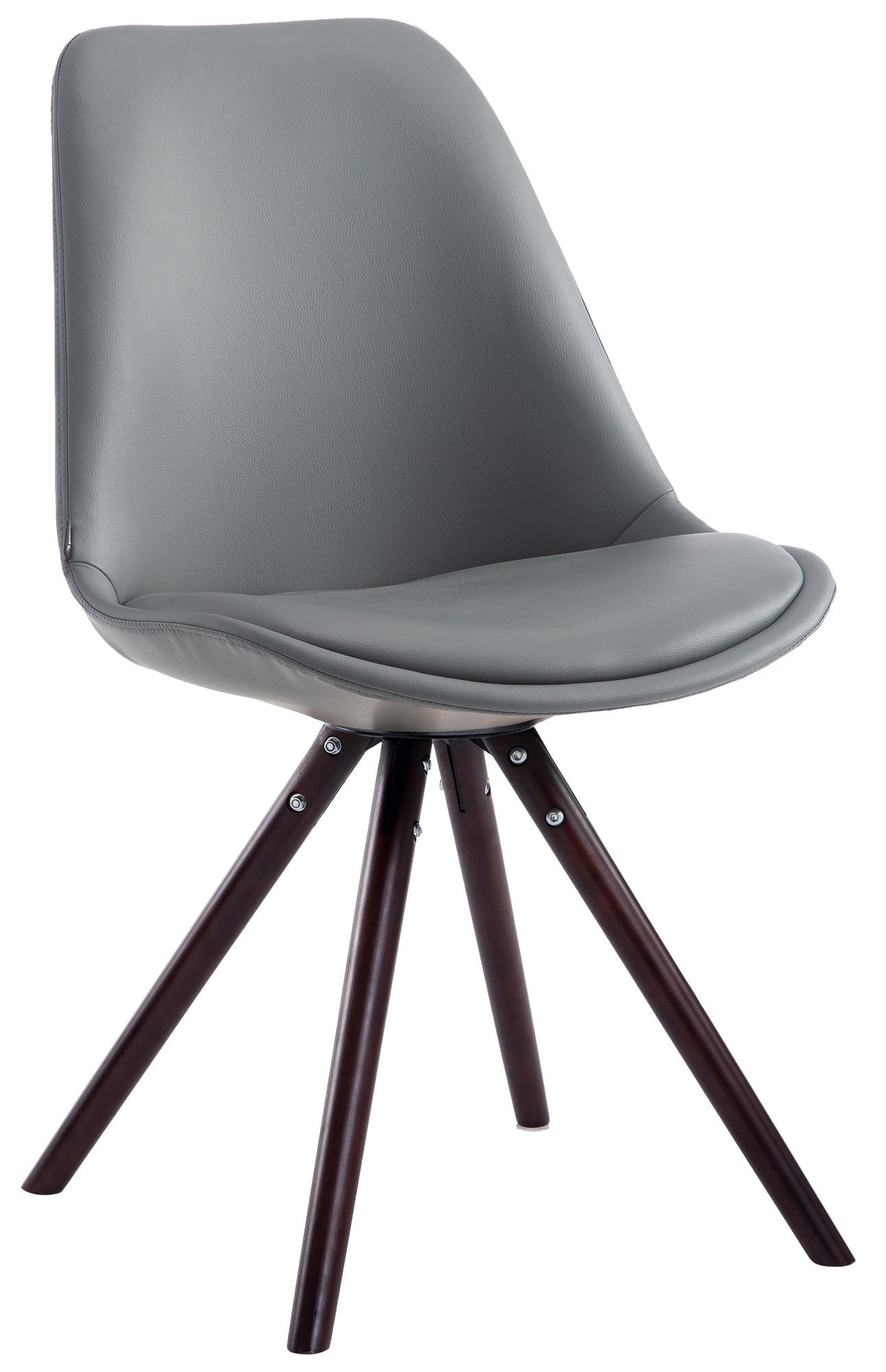 STUHL Lederlook grau - Grau/Cappuccino, Holz/Textil (48/84/56cm) - CLP