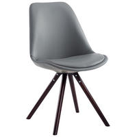 STUHL Lederlook grau - Grau/Cappuccino, Holz/Textil (48/84/56cm) - CLP