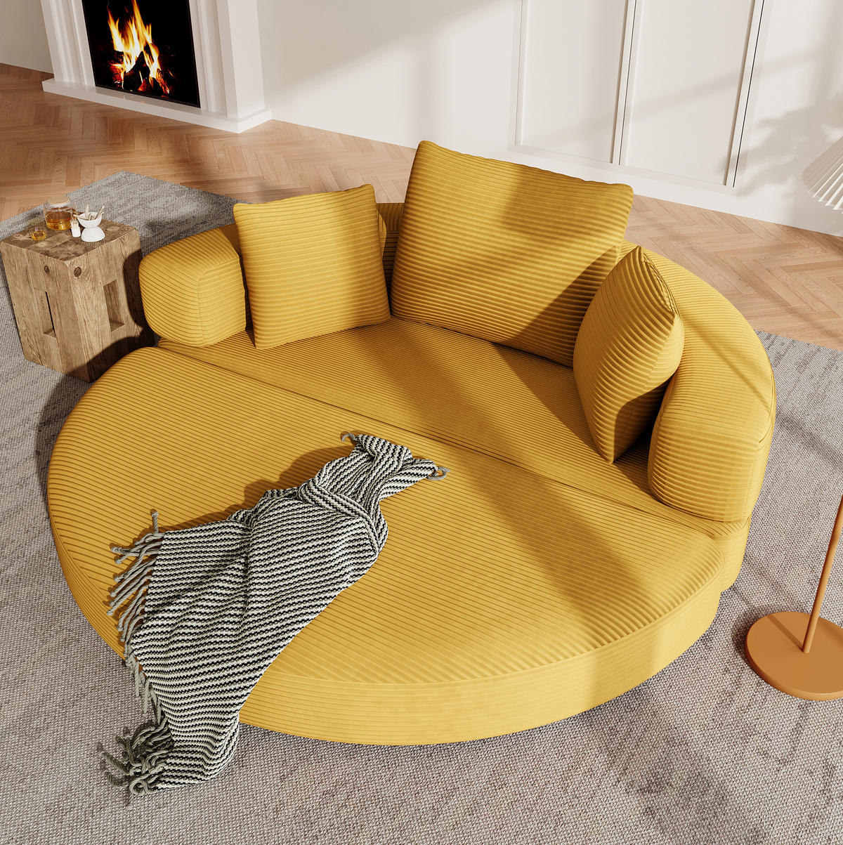 SOFA-BETT klappbar 173 x 176 cm Gelb - Gelb, Kunststoff (176/40/173cm) - Meubliv