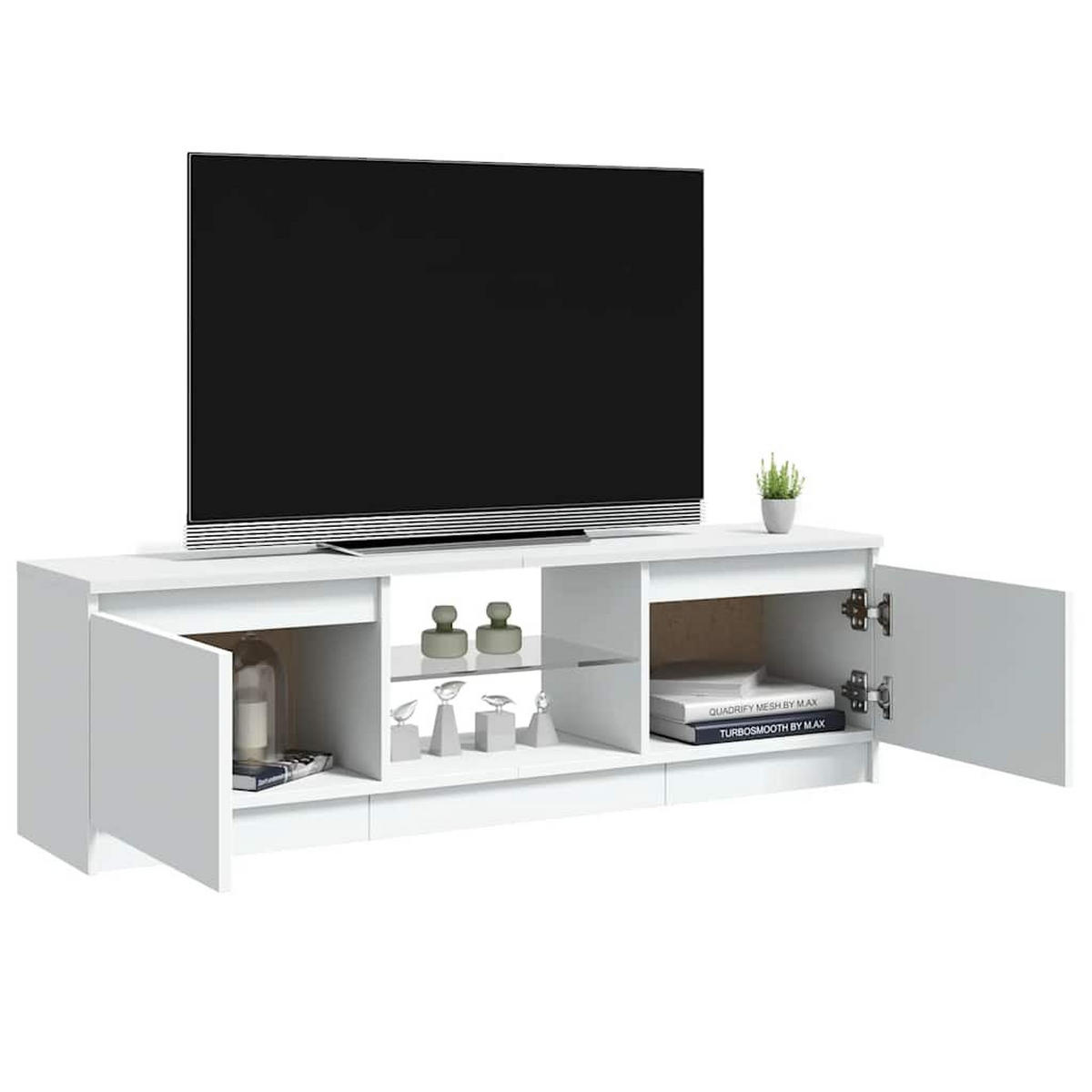 TV-SCHRANK Mit Led-Leuchten Weiss 120/30/36 Cm - Weiß, Holzwerkstoff (30/36/120cm) - vidaXL