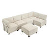 MODULARES 6-Sitzer Sofa Cord U-/L-Form und Eckschlafsofa Beige 308/154/82 cm - Beige, Textil (154/308cm) - Redom