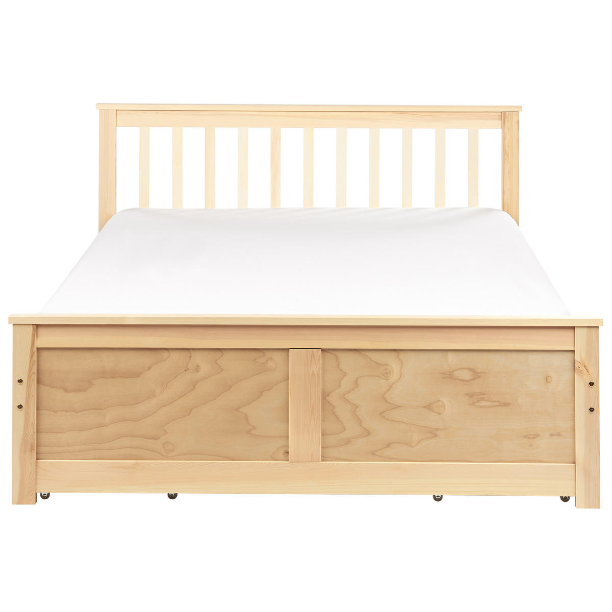 BETT mit Schubladen 140x200 cm Heller Holzfarbton Olendon - Hellbraun, Holz (140/200cm) - Beliani