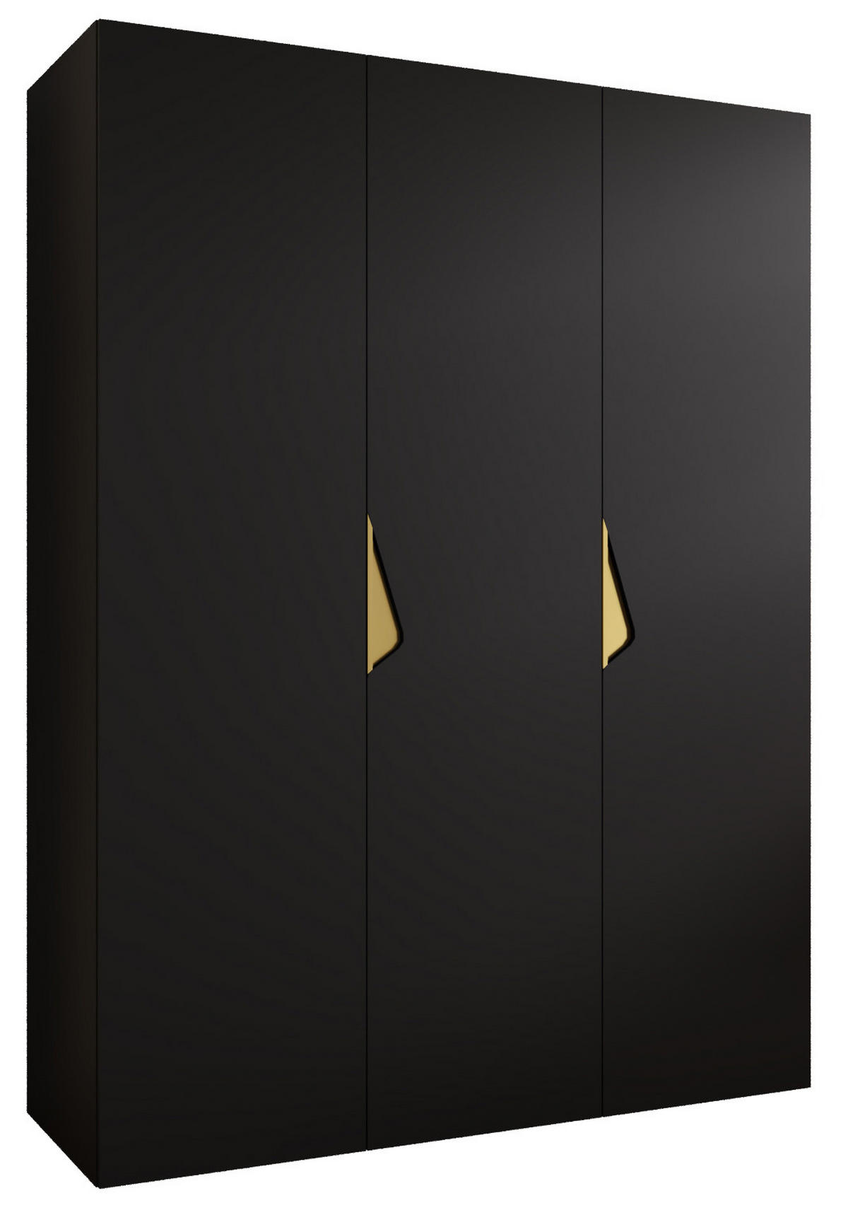 DREHTÜRENSCHRANK 202/150/52 3-türig - Goldfarben/Schwarz, Holz/Metall (150/202/52cm) - Abiks Möbel