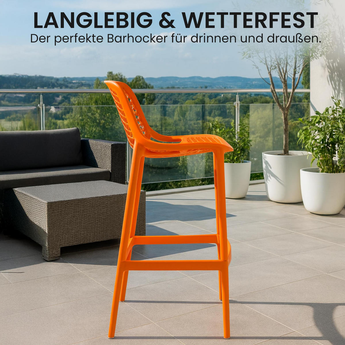 BARHOCKER 2er Set Kunststoff orange - Orange, Kunststoff (45/105/53cm) - CLP