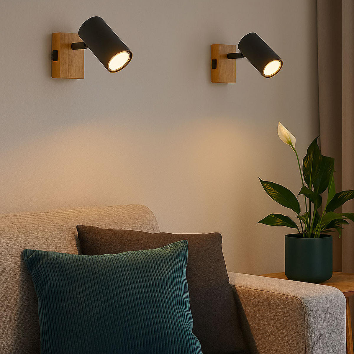 WANDLEUCHTE Metall Holzoptik Grau beweglicher Spot - Grau, Metall (7/10/12cm) - Globo Lighting