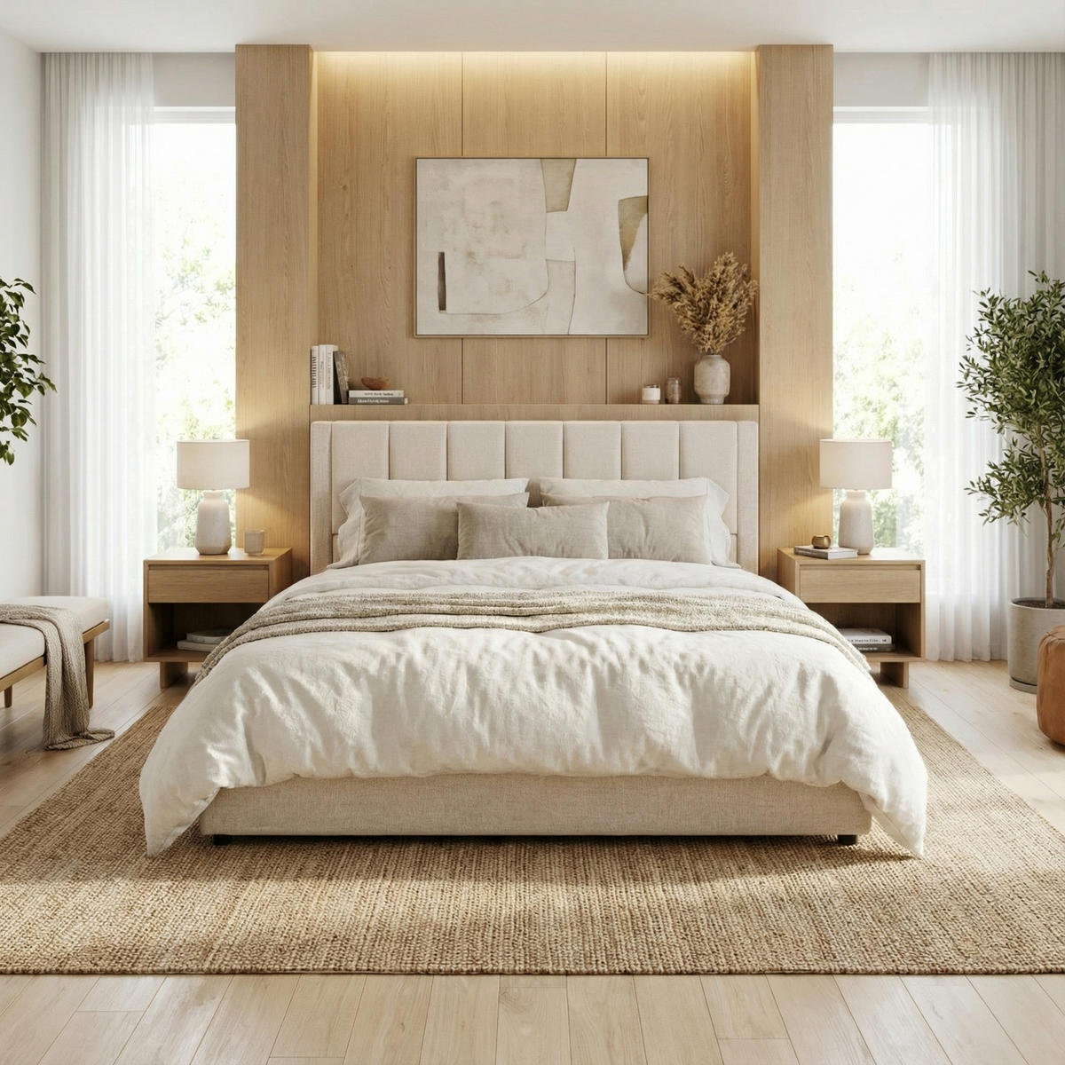 BETT 160x200 cm Leinen Beige - Beige, Holzwerkstoff (160/200cm) - Urban Meuble