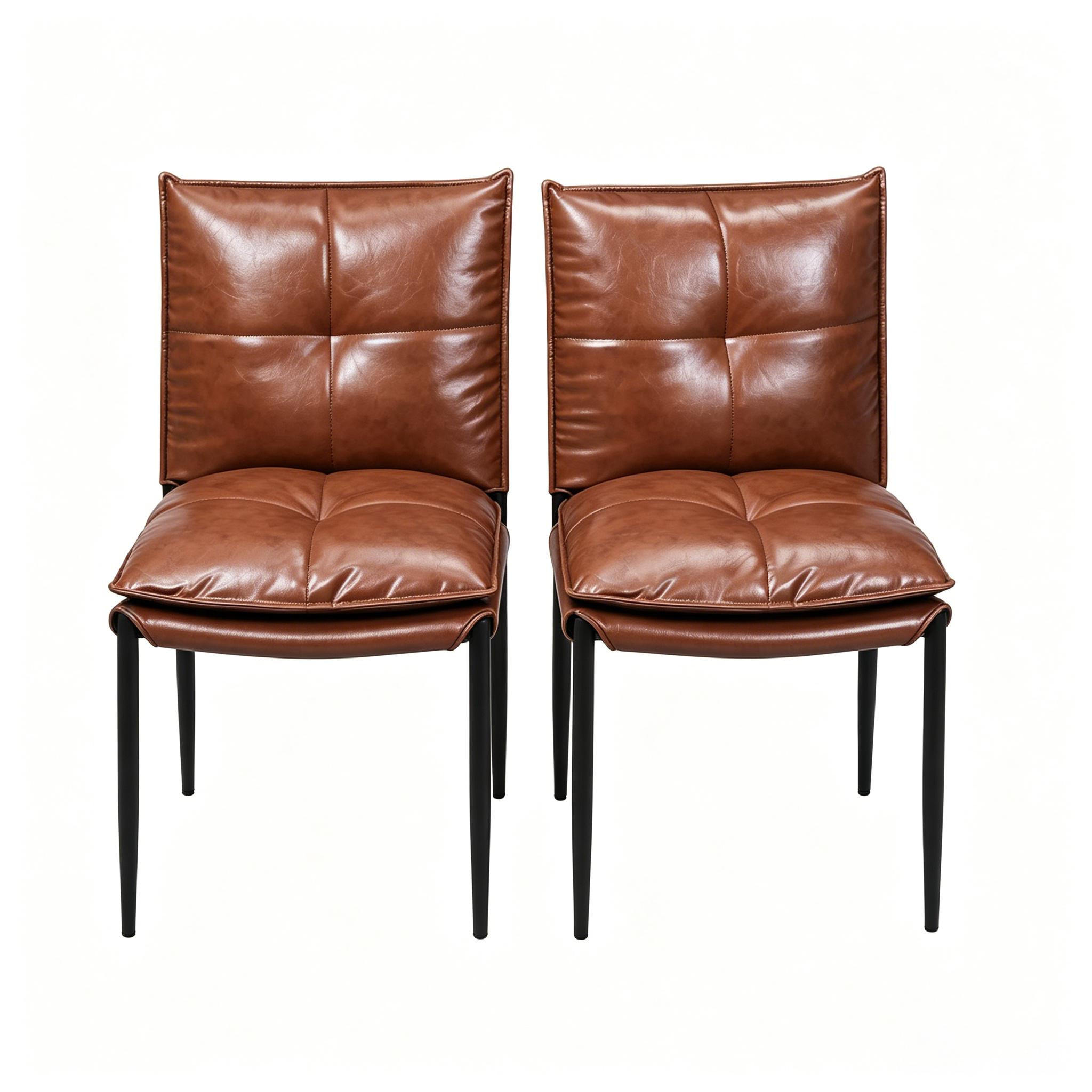 STUHL-SET DE-36235 2 Stück mit Kunstlederbezug Braun - Braun, Metall (55/87/48cm) - ComfortXL