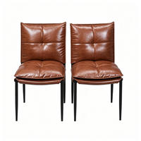 STUHL-SET DE-36235 2 Stück mit Kunstlederbezug Braun - Braun, Metall (55/87/48cm) - ComfortXL