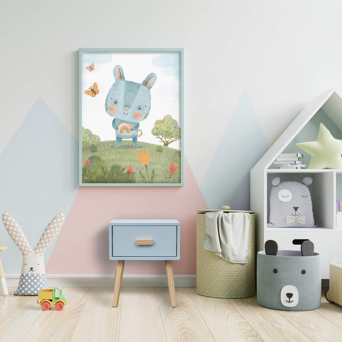 KINDERNACHTKÄSTCHEN Hellblau 35/35/44 cm - Hellblau, Holzwerkstoff (35/44/35cm)