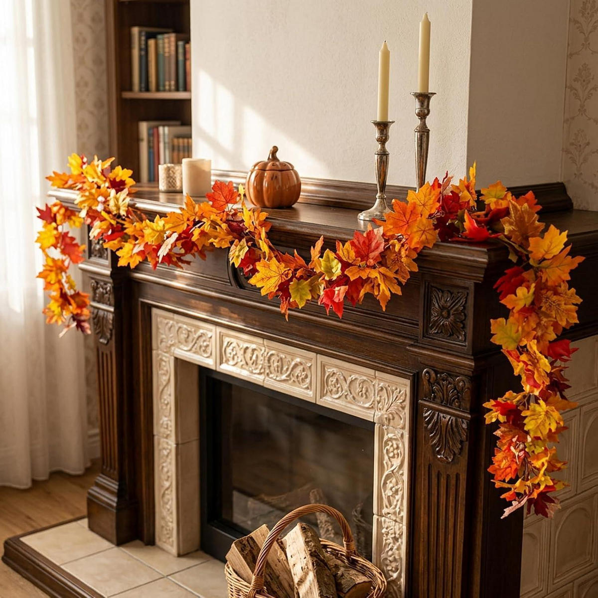 GIRLANDE Herbstblätter 175 cm - Multicolor, Kunststoff (1cm)