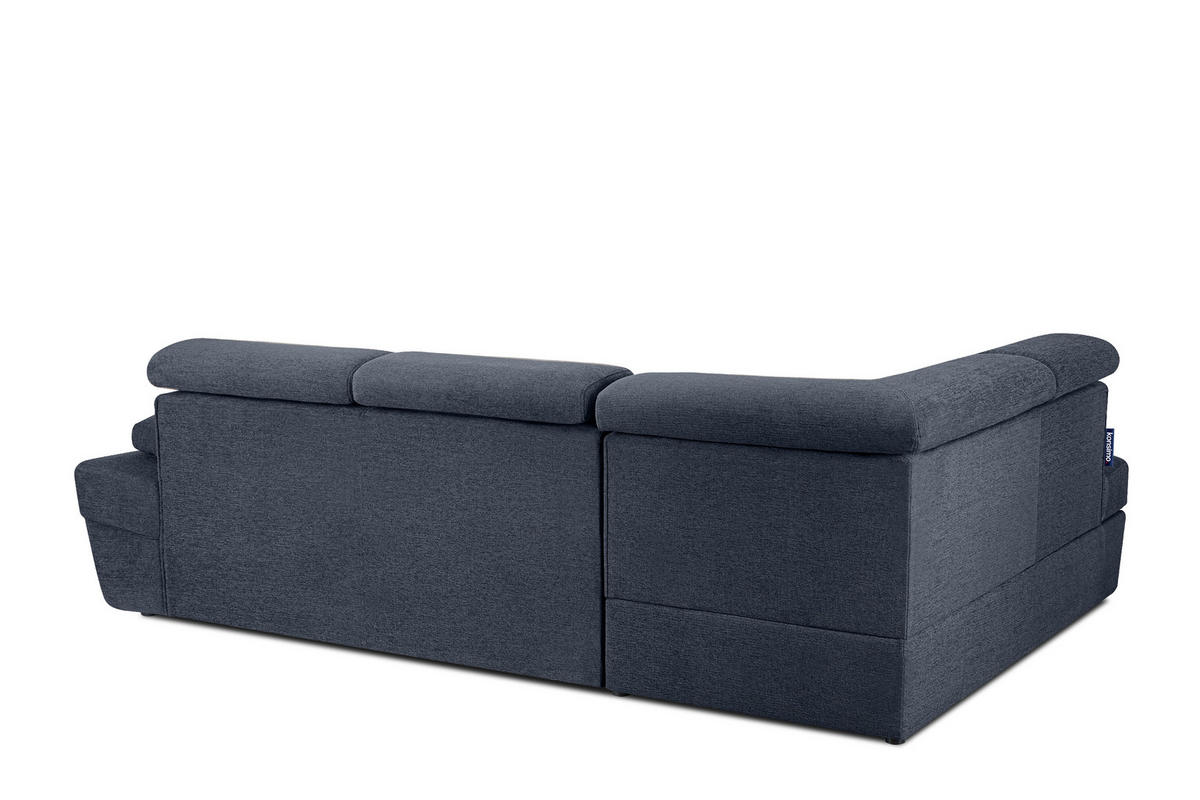 SCHLAFECKSOFA RATLO links 4/5-Sitzer mit Bettkasten, dunkelblau - Silberfarben/Dunkelblau, Textil (270/190cm) - KONSIMO®