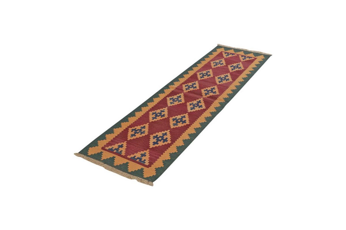 KELIM-LÄUFER handgewebt Gashgai Violett 200/57 cm Schurwolle - Violett, Textil (57/200cm) - Looma