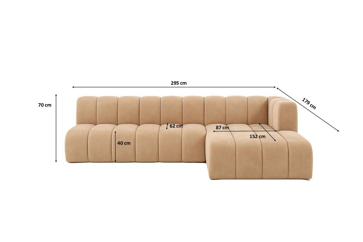 ECKSOFA GRAND L 295 cm, Stoff Salvador, Beige, Rechts - Beige, Holz (295/179cm) - Kaiser Möbel