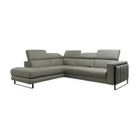 ECKSOFA Marchesi Echtleder Perlgrau - Hellgrau, Leder/Metall (220/80/257cm)