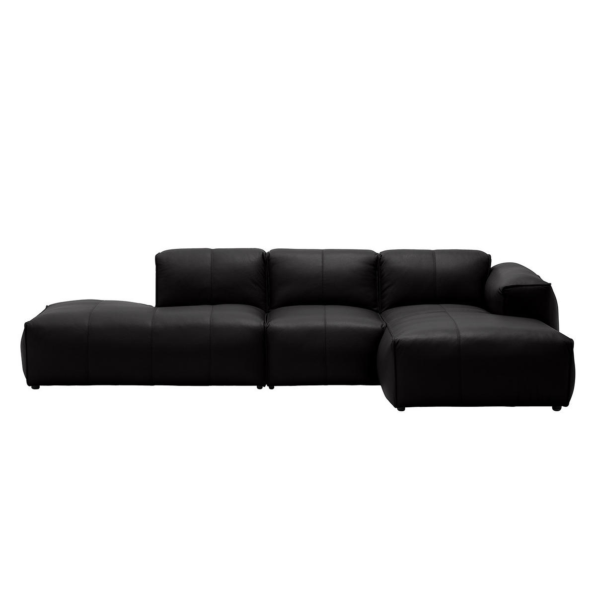 ECKSOFA mit Chaiselongue - Schwarz, Leder/Kunststoff (290/173cm) - home24