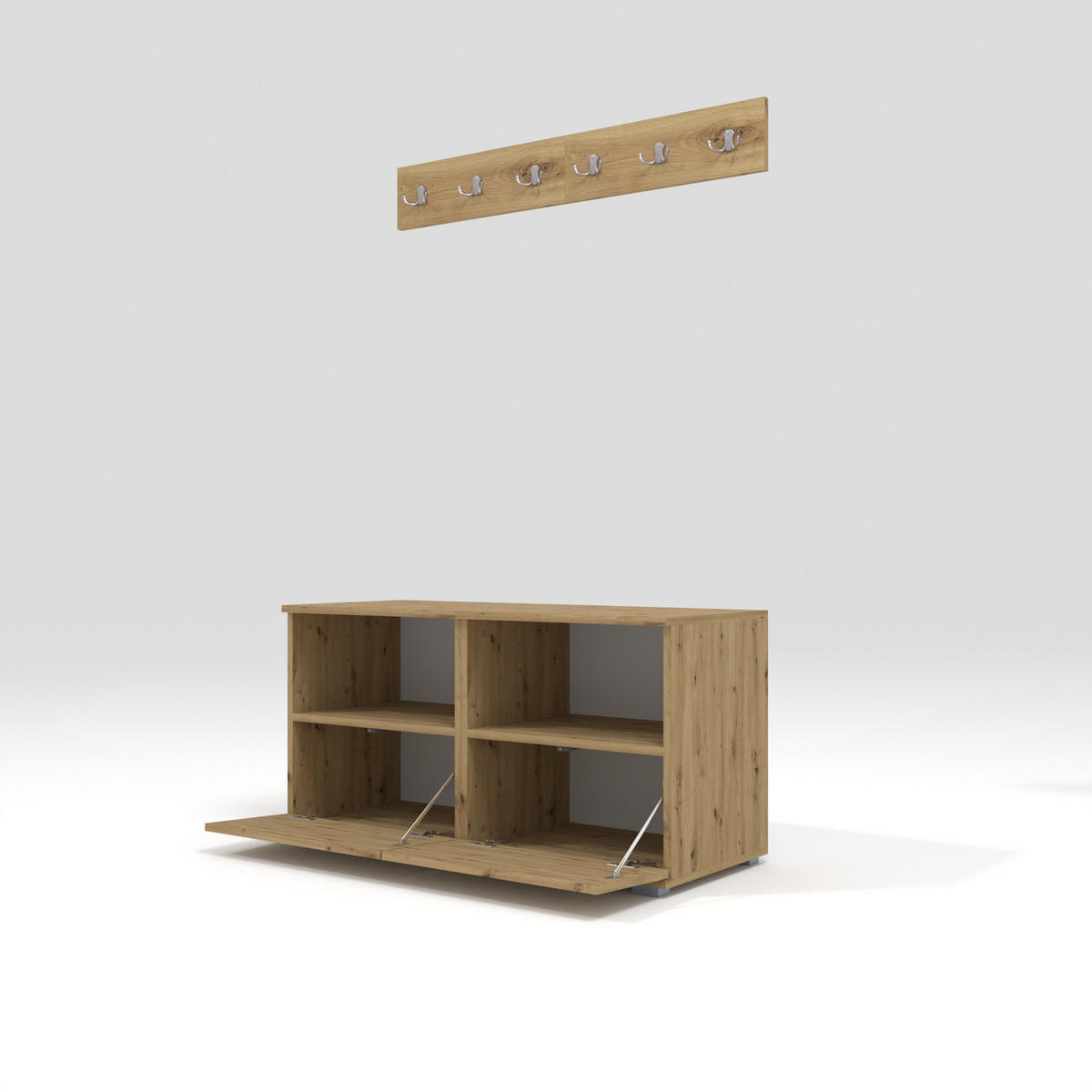 GARDEROBEN-SET Nela III mit gepolsterten Paneelen 100/187/40 - Silberfarben/Schwarz, Holzwerkstoff/Kunststoff (100/187/40cm)