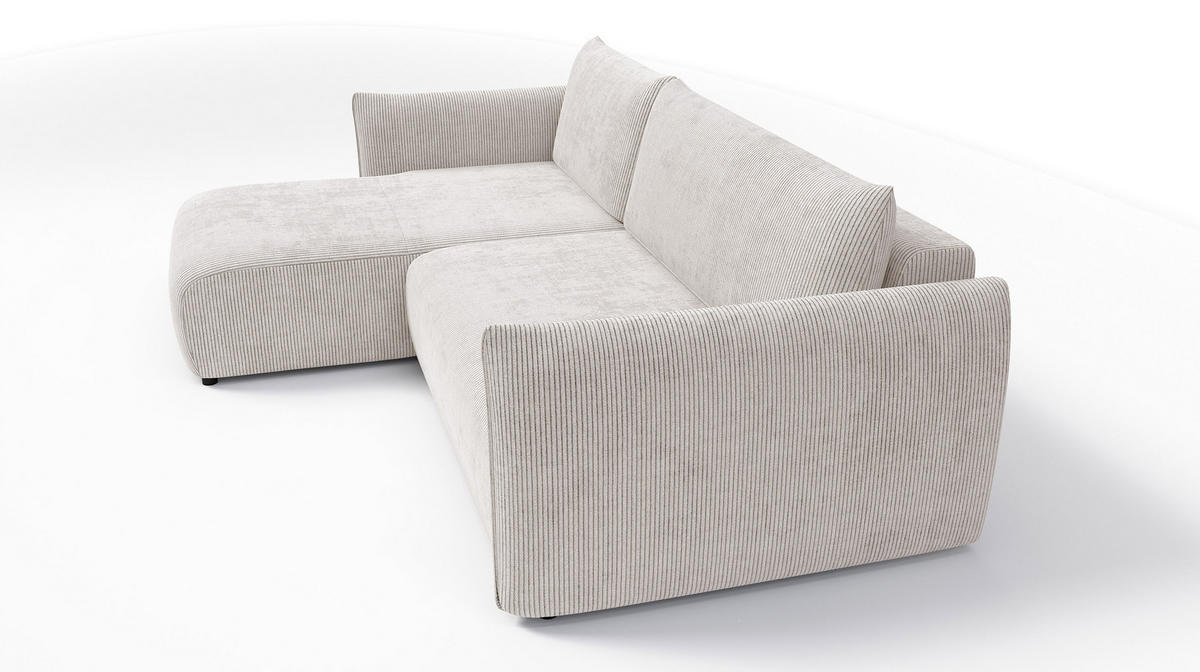 ECKSOFA TAUER 3-Sitzer rechts, perlweiß - Schwarz/Weiß, Holz/Textil (248/173cm) - Courtois Laville