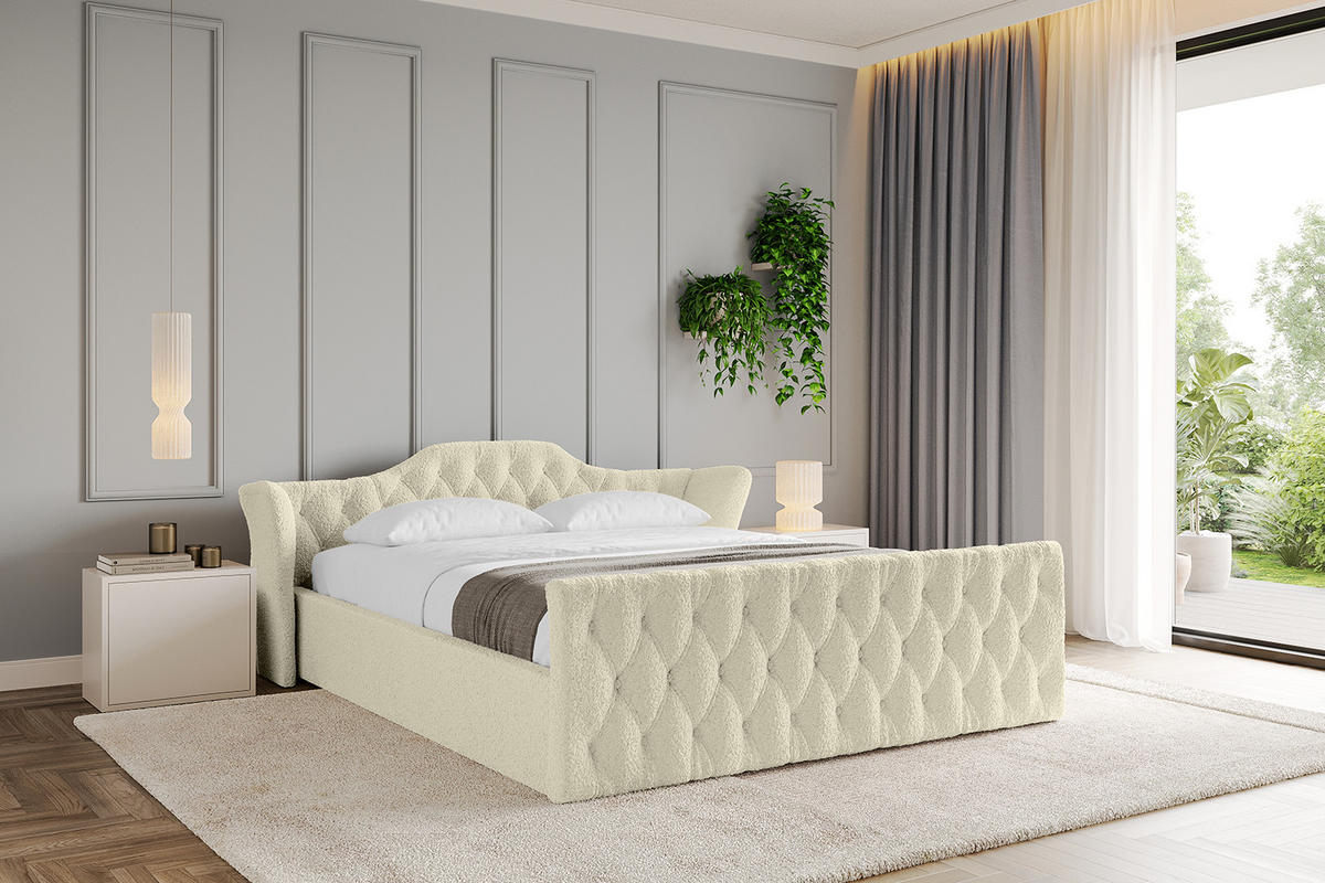 POLSTERBETT mit Bettkasten, Fußteil und Lattenrost, Boxbett mit Matratze H3/H4 - ZORAN-Z-V1 120x200 Beige - Taupe, Holzwerkstoff/Textil (120/200cm) - ALTDECOR