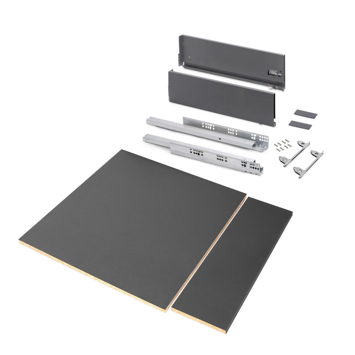 SCHUBLADEGARNITUR Vertex für Küche oder Badezimmer, Höhe 178mm, mit Einlegeböden, Modul 600mm, Anthrazitgrau - Anthrazit, Metall (58.5/8/53cm) - EMUCA