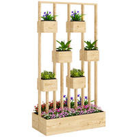 HOCHBEET DE-05390 Mit Rankgitter & Körben, modular Natur/Schwarz - Naturfarben, Holz (90/170/45cm) - ComfortXL