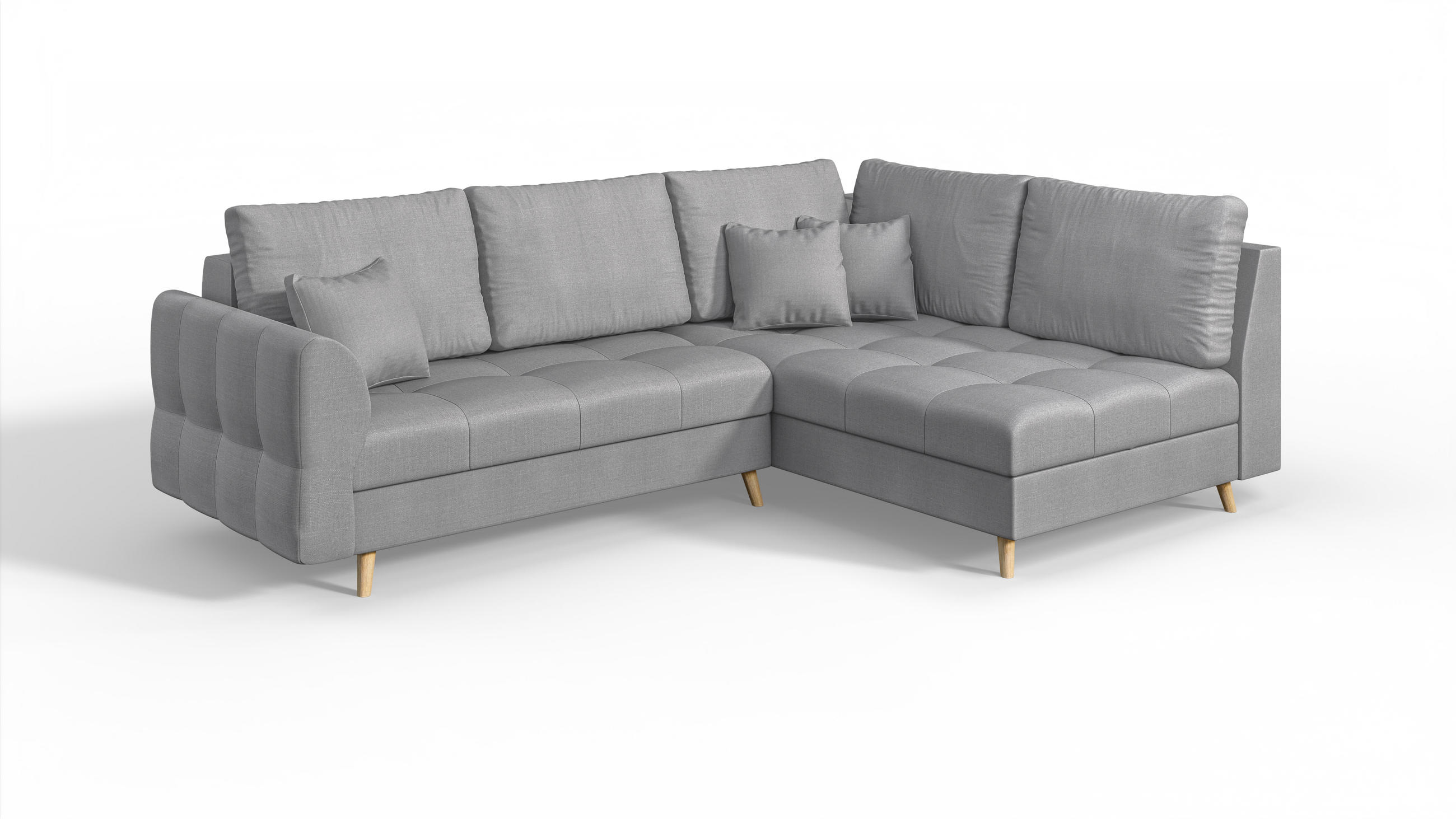 ECKSOFA Lorine Mikrofaser Grau - Hellbraun/Grau, Buchenholz/Textil (231/161cm) - S-Style Möbel