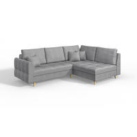 ECKSOFA Lorine Mikrofaser Grau - Hellbraun/Grau, Buchenholz/Textil (231/161cm) - S-Style Möbel
