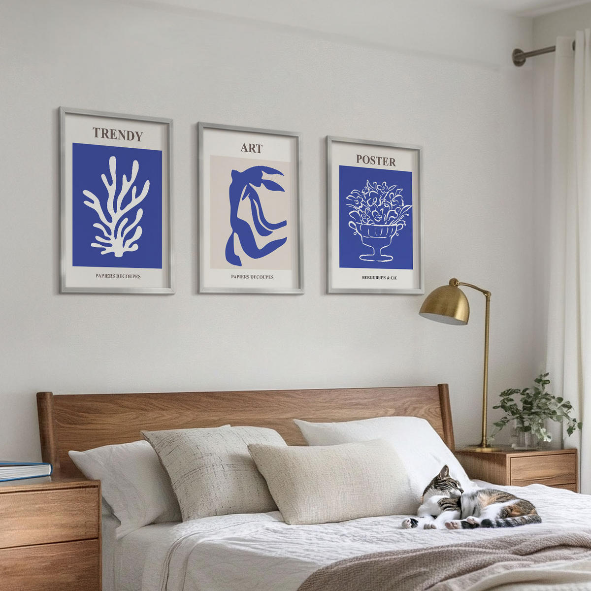 BILDER SET 3er Set - 40x60 cm Silberner Rahmen - Matisses abstrakte Plakate - Silberfarben, Kunststoff (40/60cm) - TULUP