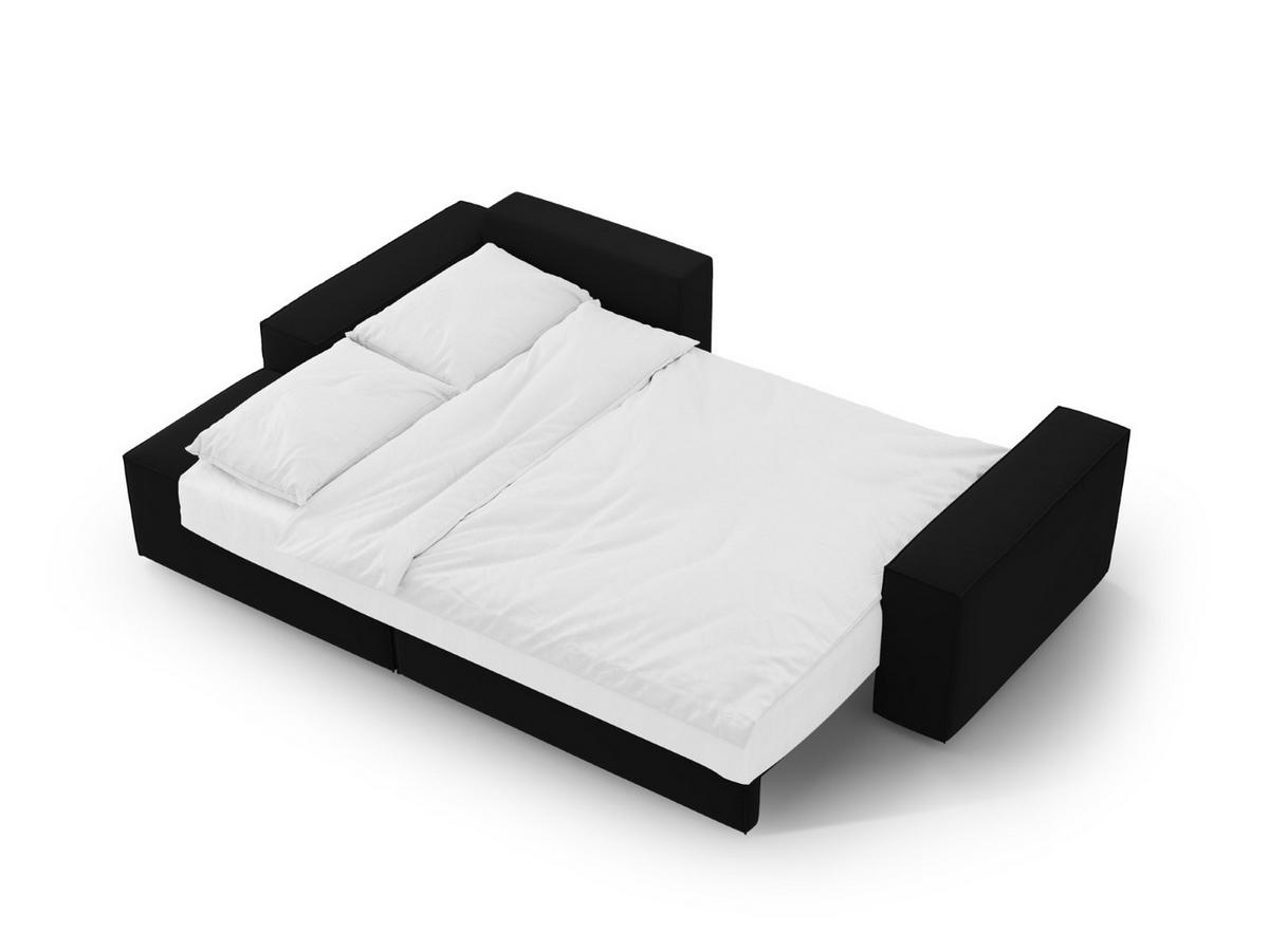 ECKSOFA ausklappbar links mit Container Jodie aus Samt schwarz 3 Sitzplätze - Schwarz, Textil (246/151cm) - Micadoni