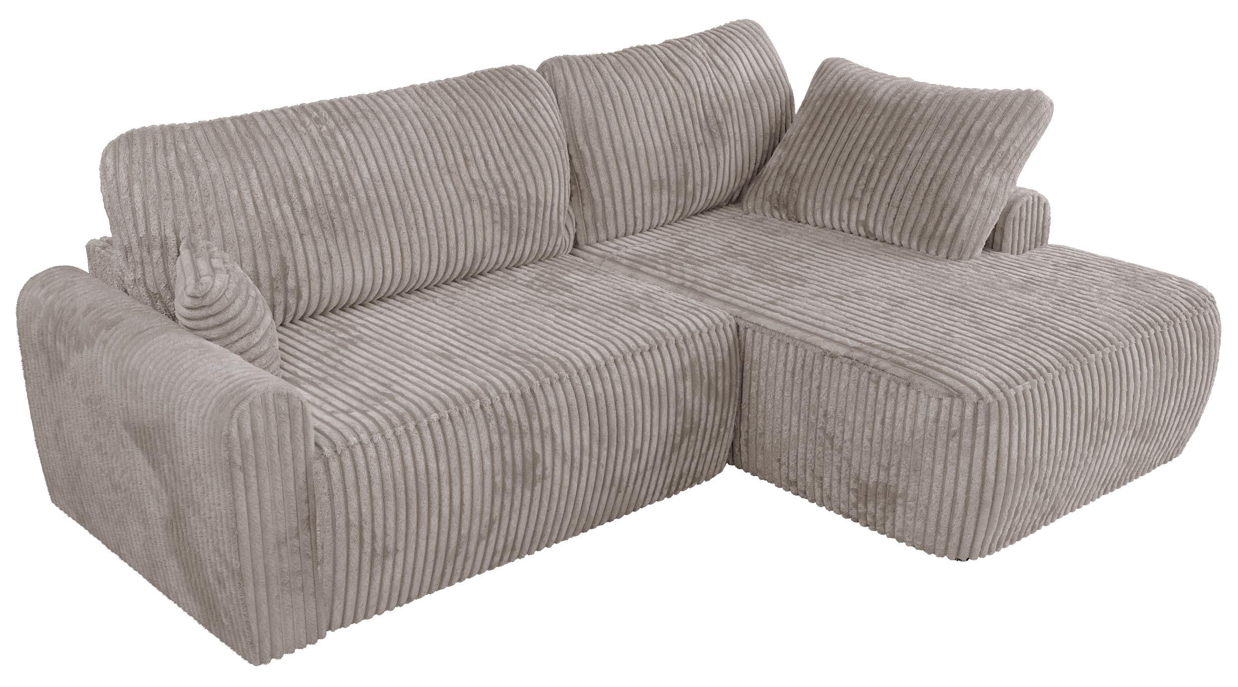 ECKSCHLAFSOFA CUBO L Hellbraun Cord - rechts - Hellbraun/Schwarz, Kunststoff/Textil (187/273cm) - MKS