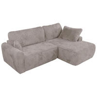 ECKSCHLAFSOFA CUBO L Hellbraun Cord - rechts - Hellbraun/Schwarz, Kunststoff/Textil (187/273cm) - MKS