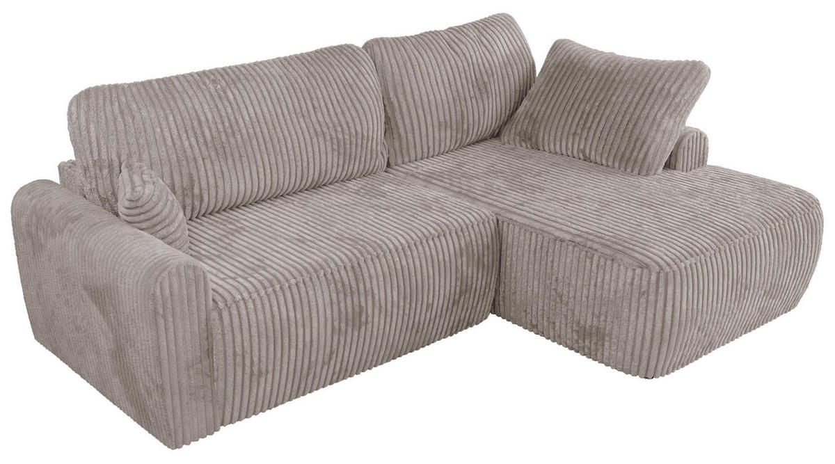 ECKSCHLAFSOFA CUBO L Hellbraun Cord - rechts - Hellbraun/Schwarz, Kunststoff/Textil (187/273cm) - MKS