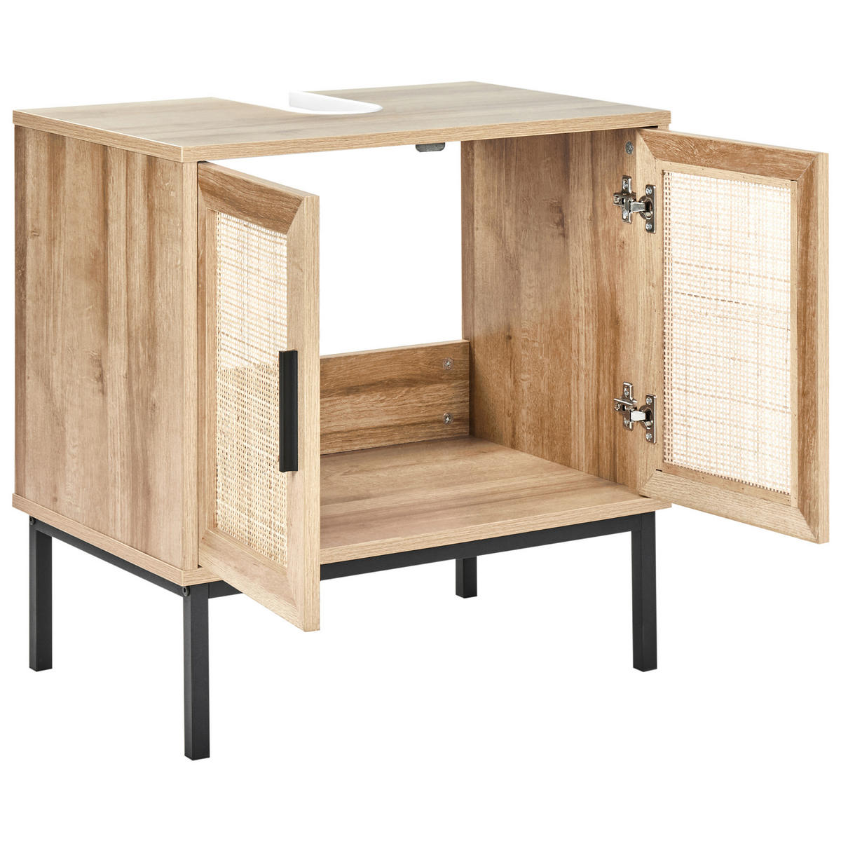 WASCHBECKENUNTERSCHRANK Heller Holzfarbton Rosell - Hellbraun, Holzwerkstoff (60/60/40cm) - Beliani