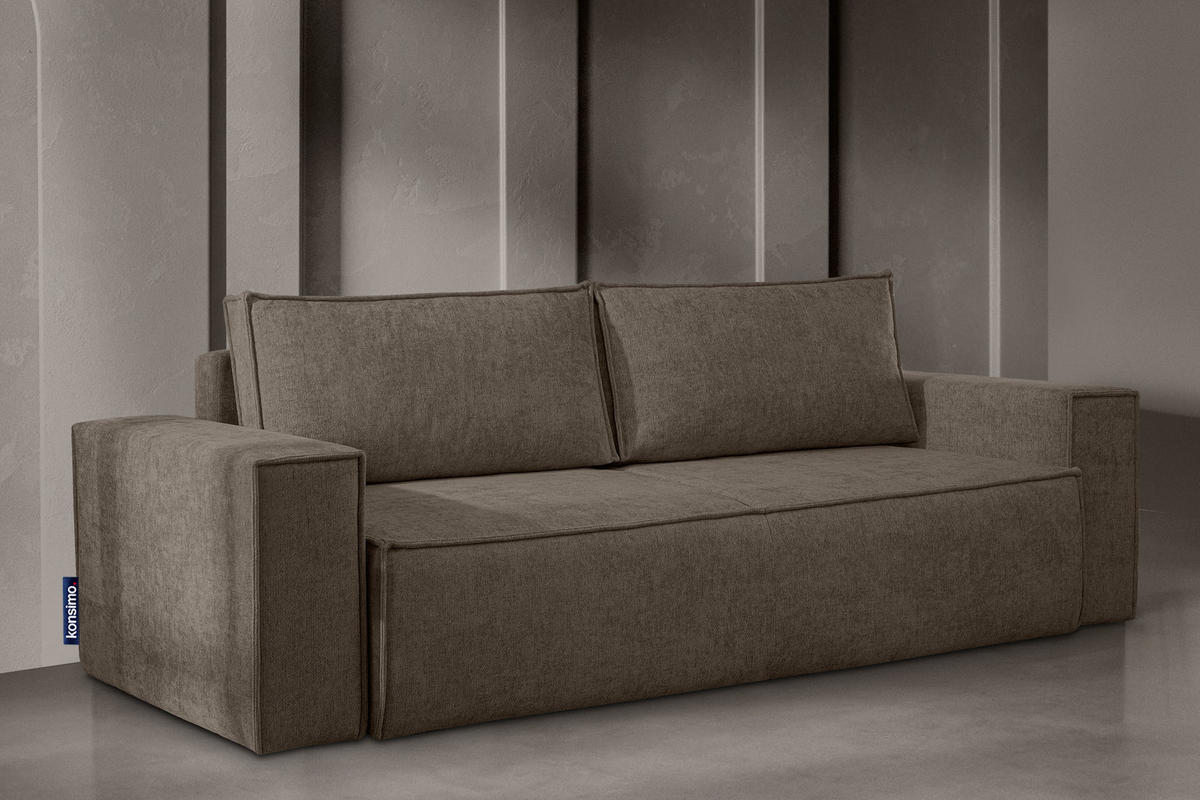 3-SITZER-SOFA NAPI II mit Schlaffunktion, kühles Braun - Braun, Textil (244/89/101cm) - KONSIMO®