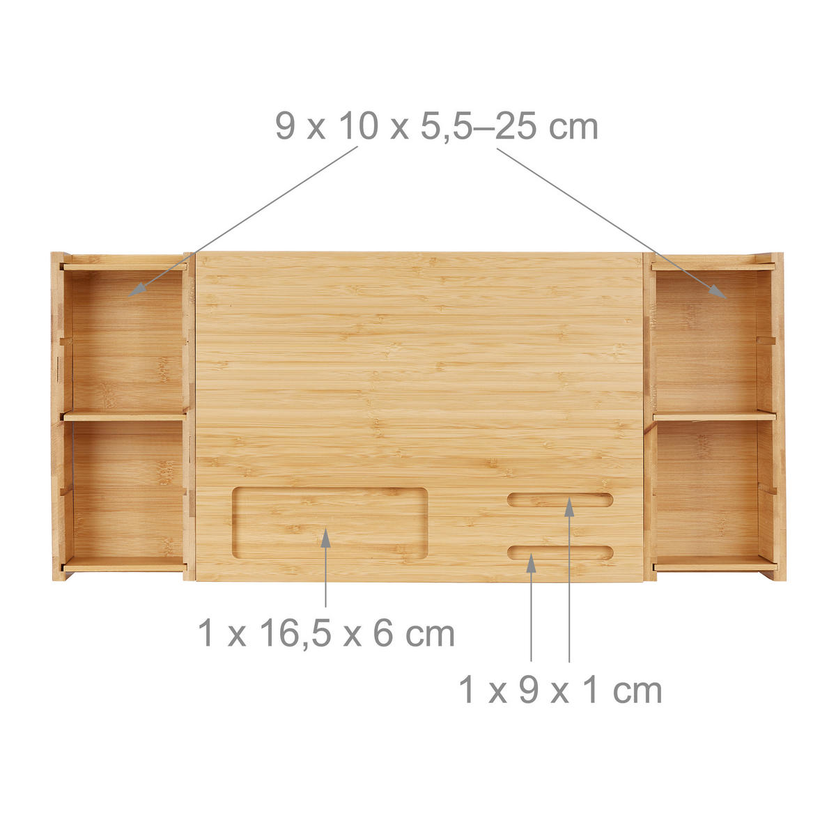 MONITORSTÄNDER Natur Bambus mit Fächern 62,5x28 cm - Hellbraun, Holz (28/62.5/15.5cm) - Relaxdays