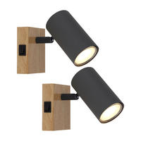 WANDLEUCHTE Metall Holzoptik Grau beweglicher Spot - Grau, Metall (7/10/12cm) - Globo Lighting