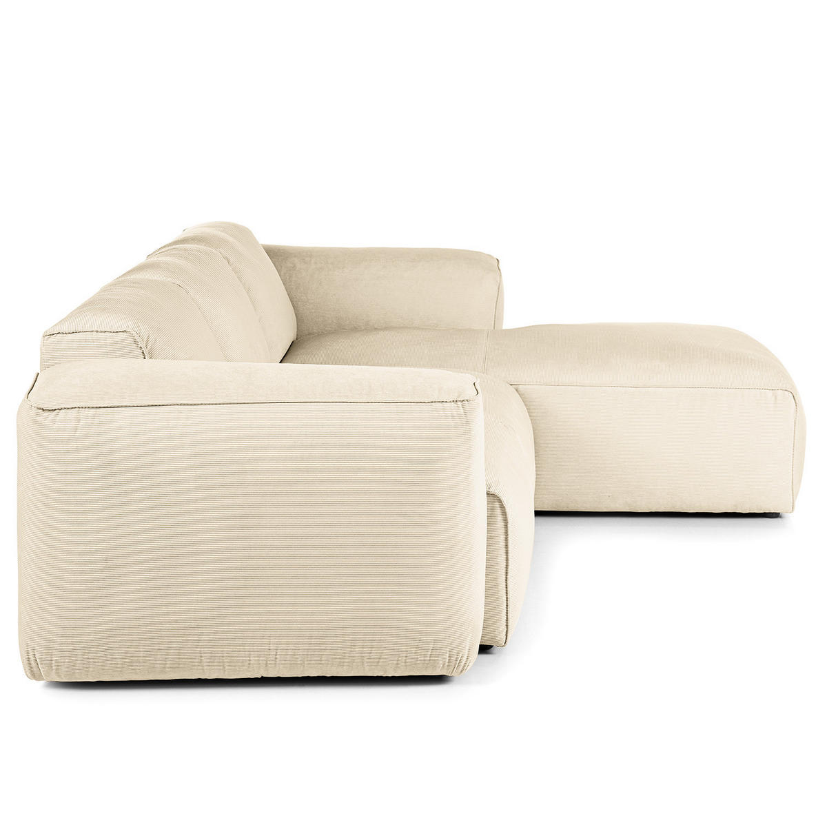 3-SITZER ECKSOFA mit Longchair - Beige/Schwarz, Kunststoff/Textil (251/173cm) - home24