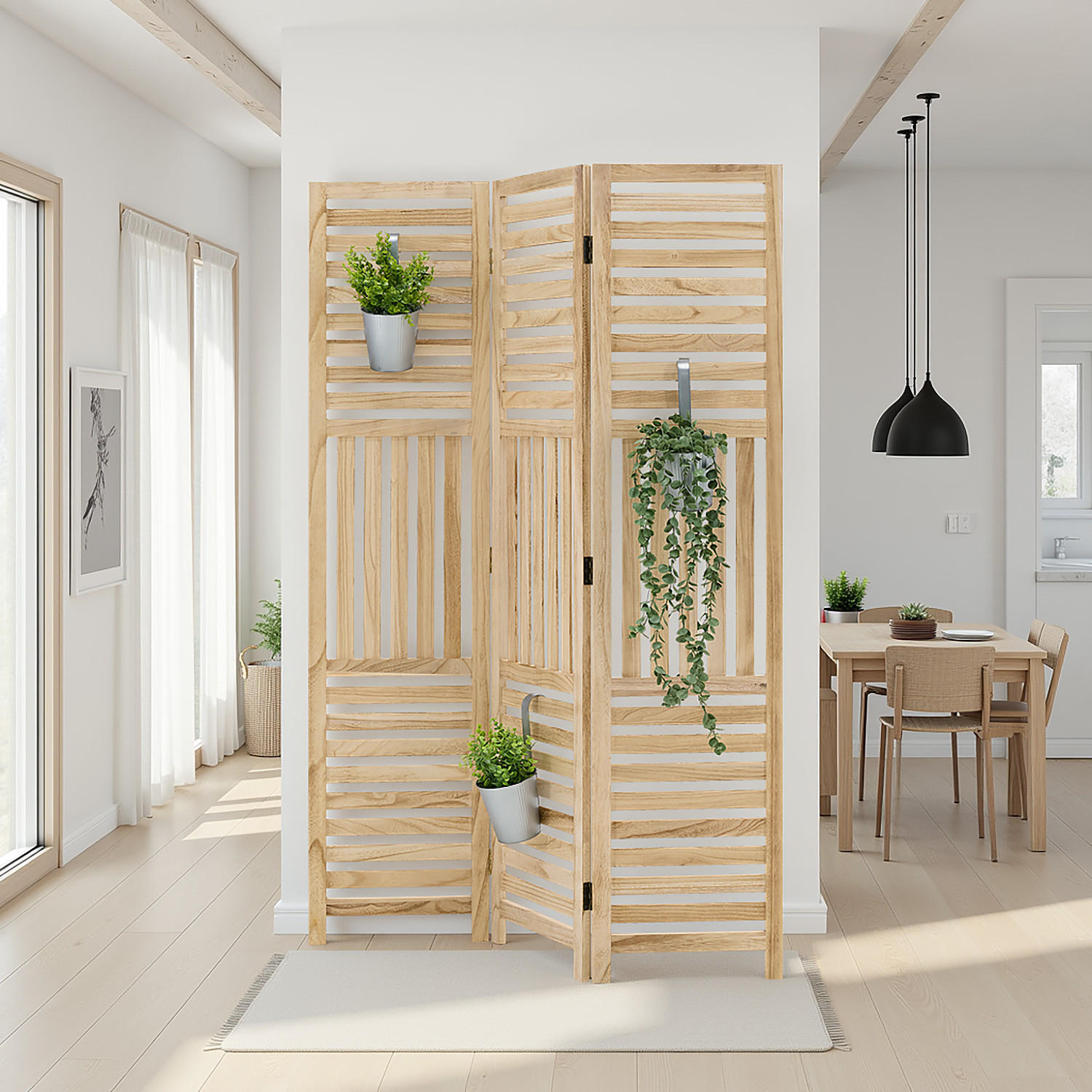 PARAVENT 120/170 cm Natur Holz - Beige, Holz (120/170/2cm) - Homestyle4u