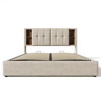 POLSTERBETT 180/200 cm Beige mit kabellosem USB-C-Ladeanschluss und Speicherplatz (Ohne Matratze) - Naturfarben, Textil (180/200cm) - Oxeza