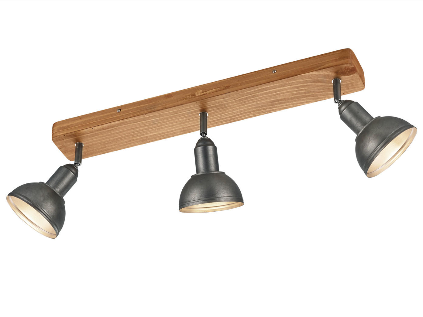 LED-DECKENSTRAHLER Breite 58cm, Holzbalken - Silberfarben/Naturfarben, Holz/Metall (11/58/21cm) - meineWunschleuchte