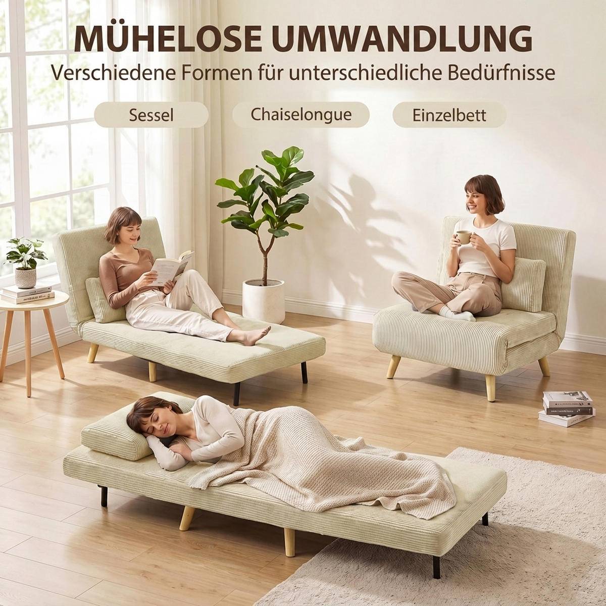 BÄDDFÅTÖLJ i polyester, beige - Beige/Brun, Textil/Metall (75/84/90cm) - HOMCOM