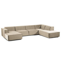 WOHNLANDSCHAFT mit Longchair & Ottomane - Beige/Schwarz, Kunststoff/Textil (369/70/234cm) - home24